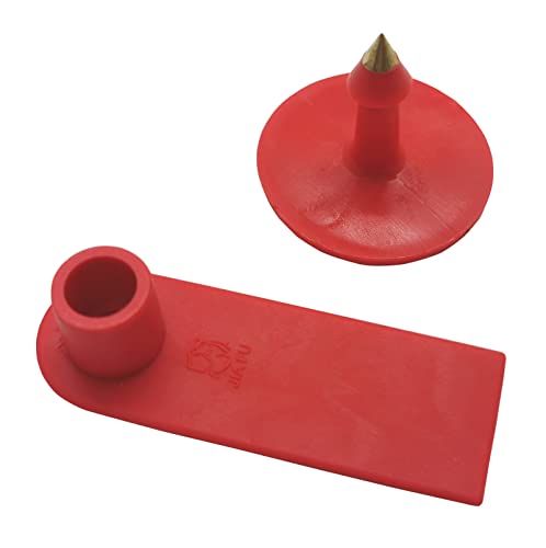 100PCS Blank Ear Tags Plastic Animal Livestock Cattle Ear Tags for Goats Sheep Pigs Hogs Cows Cattle Calf Farm Animal Tags ID Tags (Red) - style: Red