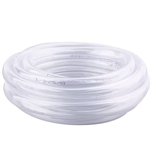 DERNORD PVC Tubing 1/2"ID X 5/8"OD Flexible Clear Vinyl Hose 10 Feet for Food Grade - size: 10 Feet, style: 1/2"ID X 5/8"OD