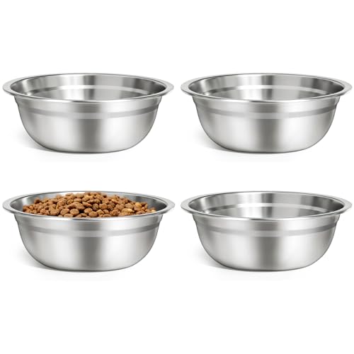URPOWER 4 Pack 8" Stainless Steel Dog Bowls - 50oz Thickened Durable Pet Bowls for Food and Water, Fit for Elevated Dog Bowl Stand - size: 4 Pack