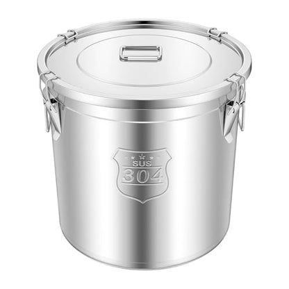 48L (12.68 gal) Stainless Steel Food Storage Container with Lid, Airtight Locking Bucket for Rice, Flour, Pet Food - Food Grade 304, Commercial & Home Kitchen (12.68 gal) - size: 12.68 gal