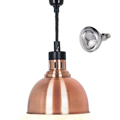 JIAWANSHUN Commercial Food Warmer Lamp with 250W Bulb Retractable Hanging Food Heat Heating Lamp for Restaurant Service Warming Pizza Warmer - color: Champagne