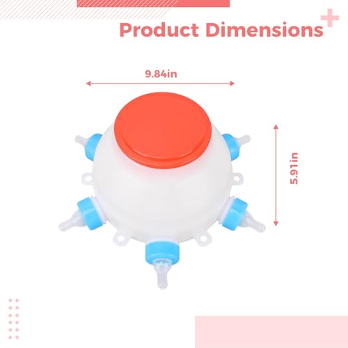 Lamb Feeding Bucket, 84.5 oz / 2500 mL, with 6 Nipples, for Small Animals, Piglet and Livestock Feeding Bottle, Hanging Design, 9.8 x 9.8 x 5.9 in