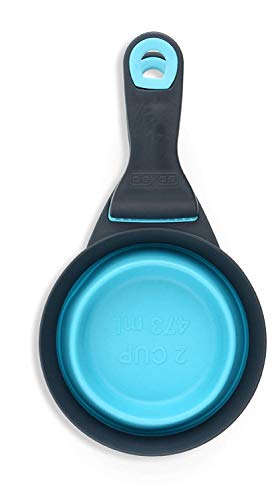 Dexas Popware for Pets Collapsible Klip Scoop, 3-in-1 Pet Food Scoop, Measuring Cup and Bag Clip, 2 Cup Capacity, Blue - color: Blue, size: 2 Cup Capacity