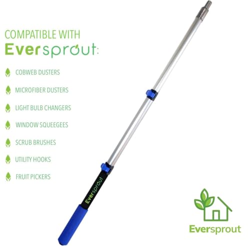 EVERSPROUT 1.5-to-3 Foot Scrub Brush | Built-in Rubber Bumper | Lightweight Extension Pole Handle | Soft Bristles wash Car, RV, Boat, Solar Panel, Deck | Shower Brush for Cleaning | Floor Brush - size: 3 feet