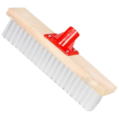 KALLORY Outdoor Floor Brush with Long Handle, 40cm Stiff Nylon Bristle Deck Scrubbing Brush for Patio and Bathroom Cleaning, Sturdy Hard Bristle Rug and Carpet Scrubber