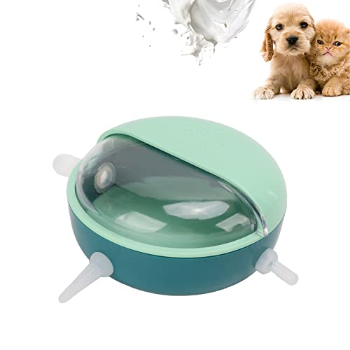 Pet Nipple Feeder with 5 Silicone Nipples, Small Pet Milk Bowl for Rabbits Puppy Kitten, Food Grade Simulated Nursing Bowl with Protective Cover, Natural Design Feeding Device for
