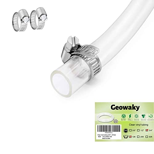 Clear Vinyl Tubing - 3/4" ID 1" OD, 10 Ft, 30PSI - Flexible, Lightweight, Oil Resistant Hybrid Multipurpose Industrial Vinyl Hose - size: 3/4'', style: 10 feet