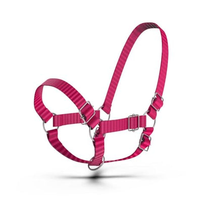 HADZAM Adjustable Nylon Cow Halter | Calf Halter one Halter for (1 Year to Full Size) Easy Adjustable Straps elimates the Need of Ill-Fitting Cattle Halter - color: PINK
