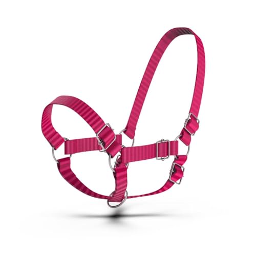 HADZAM Adjustable Nylon Cow Halter | Calf Halter one Halter for (1 Year to Full Size) Easy Adjustable Straps elimates the Need of Ill-Fitting Cattle Halter - color: PINK