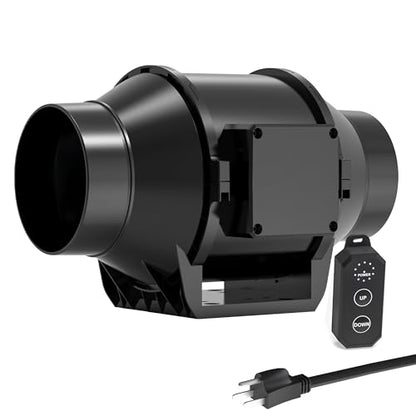 Toolazy Pro 6 Inch Inline Duct Fan, 405 CFM Quiet EC Motor Ventilation Fan with 10-Speed Controller, 31dB Low Noise Mixed-Flow Exhaust Fan for Grow Tent, Hydroponics, HVAC Duct Booster, Bathroom - size: 6 inch