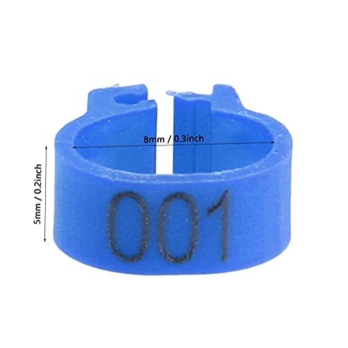 100PCS/Bag 8MM Plastic Pigeon Bands Rings, 001-100 Numbered Plastic Pigeon Bird Leg Bands Rings with Number(Blue)
