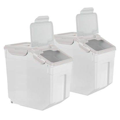 55 lbs Wheeled Airtight Storage Bin, Large Silicone Seal Dry Organizer, Leakproof Holder for Grain, Rice, Flour, Pet Supplies, Kitchen & Pantry Use White - color: White