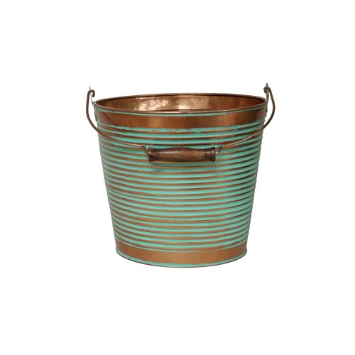 Headwind Vintage Collection Ribbed Planters – Vintage Copper Flower Pots 10 Inch Indoor Plant Pots Bucket for Peace Lily, Pothos, & Lavender, Petunias, Basil Plant for Outdoor by Robert Allen - color: Vintage Copper, size: 10"