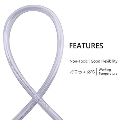 DERNORD PVC Tubing 1/2"ID X 5/8"OD Flexible Clear Vinyl Hose 25 Feet for Food Grade - size: 25 Feet, style: 1/2"ID X 5/8"OD