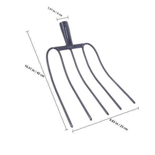 Handheld Manure Fork Multi-Functional Solid 5-Tine Metal Agricultural Fork for Household Farming and Garden Manure Handling