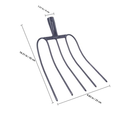 TEHAUX Iron Manure Fork Handheld Farm Pitch-Fork with 5 Solid Tines for Agricultural Use and Yard Work, Versatile Iron Farm Tool Suitable for Manure, Grass, and Compost Handling