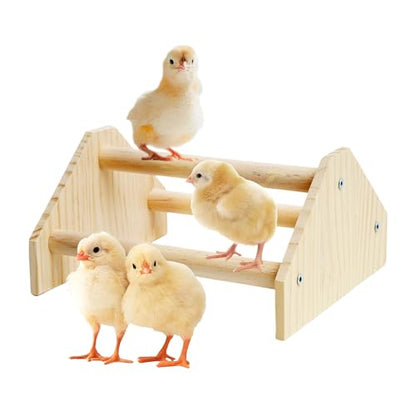 Baby Chicken Perch Strong Pine Wooden Chick Jungle Gym Roosting Bar, New-gen Durable Chicken Perch Toys for Coop and Brooder 7.9 X 6.9 X 4.14’’ Chicken Perch(Can be Used for Baby Turkeys)