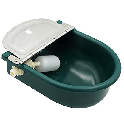 MINYULUA Automatic Waterer Bowl Large Horse Waterer with Float Valve | Automatic Water Feeder Dispenser Bowl, with Drain Plug, Plastic Material, Widely Used, Easy to Clean, Easy to Install, Green - color: dark green