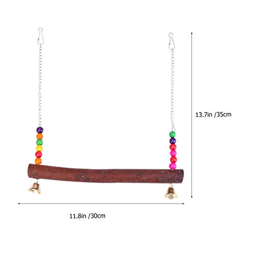 POPETPOP Chicken Swing Toy Hen Natural Wooden Perch Chewing Foraging Shredding Paper Hanging Toys for Large Bird Parrot Hens