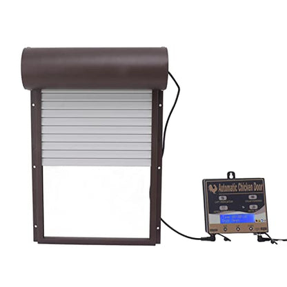Automatic Solar Powered Chicken Coop Door Durable Light Sensor Remote Control for Poultry Farmers 14.7x9.7in (Brown) - color: Brown