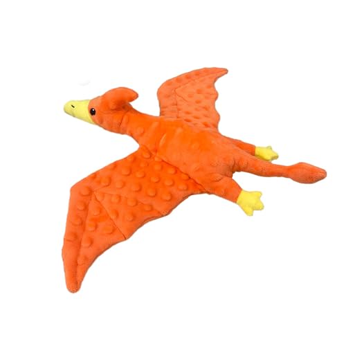 Squeaky Dog Toys Plush Dog Toy with Crinkle Paper Stuffed Durable Dog Chew Toys for Small Middle and Large Dogs Pterodactyl Orange - color: Pterodactyl Orange