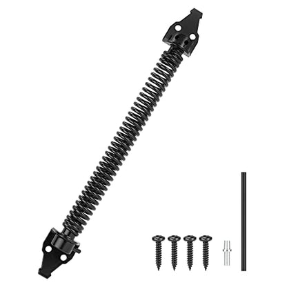 14" Gate Spring Self Closing Heavy Duty Outdoor Door Spring Automatic Metal Gate Closure Hardware with Adjustable Tool for Wooden and Vinyl Fence, Black
