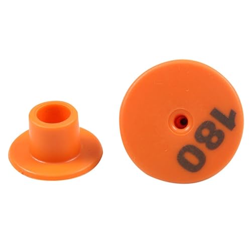 Pre-Numbered Livestock Ear Tags 001-900, Round Plastic ID Tags for Pigs Goats Sheep - Farm Animal Identification Markers(Orange,601-700) - color: Orange, size: 601-700