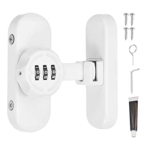 PATIKIL 90/180 Degree Barn Door Combination Lock with Password, 3 Digit Mechanical Password Lock for Sliding Door Gate Cabinets Closet, White - color: White