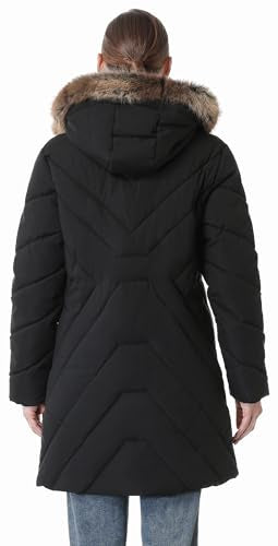 Women's Winter Coat Long Puffer Jacket - Waterproof Warm Thickened Snow Coat for Women - color: Black, size: Large