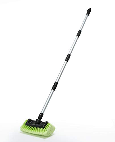 Forgrace Car Wash Brush 12" with Long Handle 60 Inch, Soft Bristle Scrub Brush for Car, Truck, Boat, RV, House Siding, Deck Camper Exterior Washing Cleaning Tool Green - color: Green With Handle