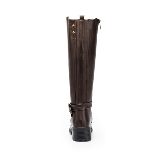 DREAM PAIRS Women's Knee High Boots, Buckle Riding Boots - color: Brown, size: 6