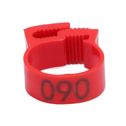 100PCS 20mm Chicken Leg Bands, 001 to 100 Numbered Colorful Chicken Birds Poultry Identification Leg Bands for Chicks Ducks Pigeons Goose Quail Yellow (red) - color: red