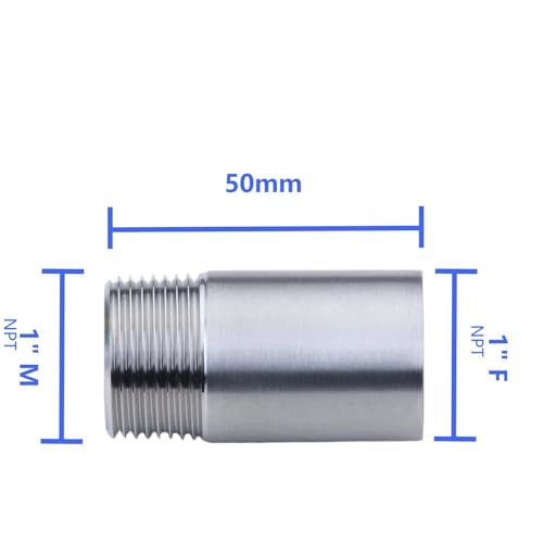 CONSTELLAR 304 Stainless Steel Pipe Nipple - 1" NPT Male x 1" NPT Female Threaded Fitting, 2 Inch (50mm) Length 3mm Wall Thickness Heavy Duty Seamless Pipe Nipple for Water Gas Oil fluid (1 Pack) - size: 1" NPT Male x 1" NPT Female, style: 50mm (2 inch)