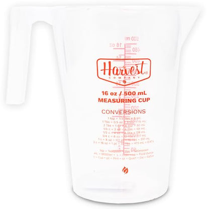 The Harvest Company 500ml Calibrated Measuring Cup, Milliliters and Ounces, Clear Plastic with Spout for Mixing and Measuring Fertilizers, Pesticides and More - size: 500ml