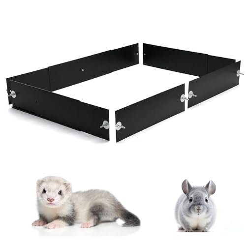 MARGAR Urine Guard & Scatter Guard for Ferret Nation & Midwest Critter Nation Cage - Rustproof Aluminum Pet Cage Poop Guard, Easy Install for Ferrets Chinchillas Rats Totoro - Large Black Single Layer