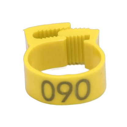 100PCS 20mm Chicken Leg Bands, 001 to 100 Numbered Colorful Chicken Birds Poultry Identification Leg Bands for Chicks Ducks Pigeons Goose Quail Yellow (Yellow) - color: Yellow