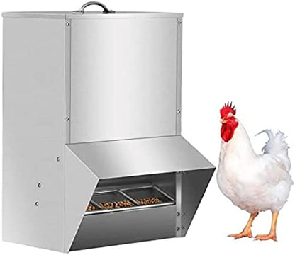 30-50lb Capacity Galvanized Chicken Feeder Weatherproof coop Dispenser,30lb