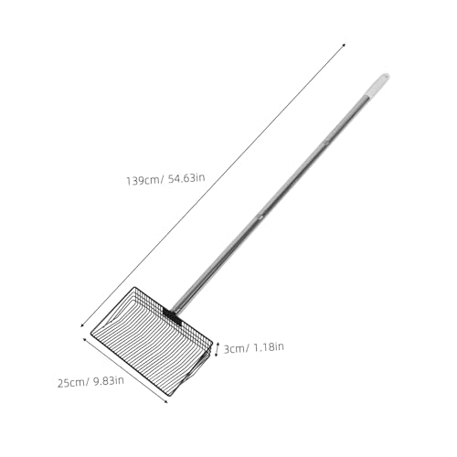 HEMOTON Coop Litter Scooper with Long Handle Heavy Duty Metal Sifting Tool for Farm Waste Cleanup for Chicken Goat Cow and Sheep Manure