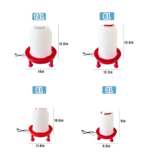 All in One Heated Chicken Waterer Heated Poultry Fountain with Leg Support Constant Temperature Heated Poultry Waterer for Winter Chicken Coop Accessories (3L)