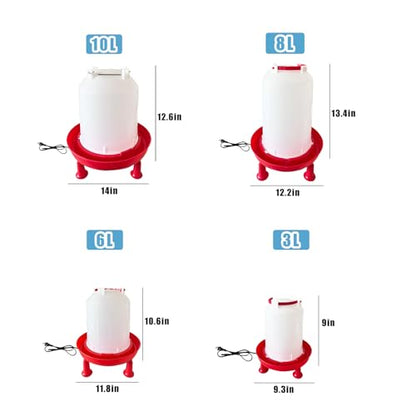 All in One Heated Chicken Waterer Heated Poultry Fountain with Leg Support Constant Temperature Heated Poultry Waterer for Winter Chicken Coop Accessories (3L)