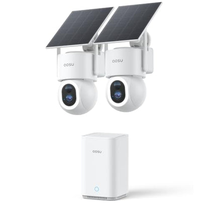 aosu SolarCam D1 Max 2-Cam Kit, 4K Solar Security Cameras Outdoor Wireless, 360° Pan & Tilt Coverage, Auto Tracking, Color Night Vision, No Subscription Required, Local Storage up to 1TB - style: 2-Cam Kit