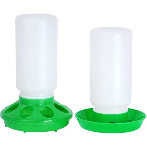 2026 New Green Chicken Feeder and Waterer Set,1L No Waste Hanging Chick Feeder and Waterer Kit,Automatic Poultry Water Dispenser for Baby Chicks,Quail,Ducklings,and Small Birds Brooder Supplies