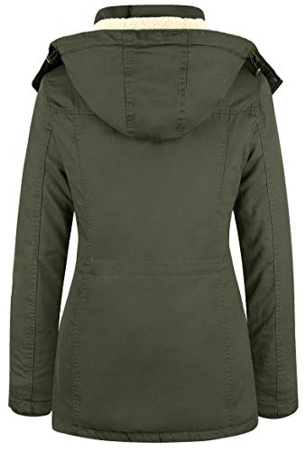WenVen Women's Winter Warm Sherpa Lined Jacket Heavy Parka Coat with Hood - color: Army Green, size: Medium