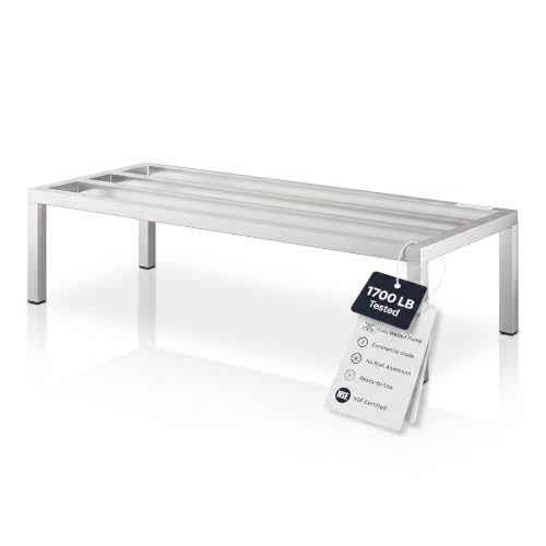 48" x 20" x 12" Aluminum Dunnage Rack – Heavy Duty Floor Storage Stand, NSF for Commercial Use - size: 48"W x 20"D x 12"H