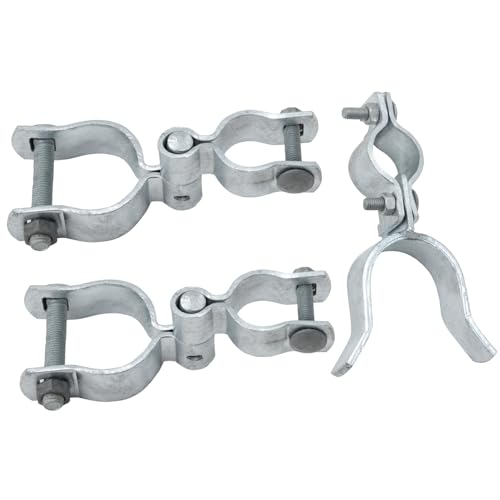 VIVIDA 1-3/8" x 2-3/8" Chain Link Gate Hinge Latch Kit, Include Female & Male Gate Hinges, 1-3/8" x 2-3/8" Fence Fork Latch, Chain Link Fence Hardware, Galvanized Steel - size: 1-3/8" × 2-3/8" (SILVER)