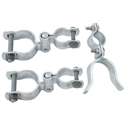 VIVIDA 1-3/8" x 2-3/8" Chain Link Gate Hinge Latch Kit, Include Female & Male Gate Hinges, 1-3/8" x 2-3/8" Fence Fork Latch, Chain Link Fence Hardware, Galvanized Steel - size: 1-3/8" × 2-3/8" (SILVER)