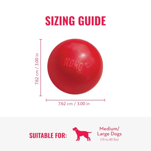 KONG Ball with Hole - Durable Dog Fetch Toy for Training, Interactive Playtime & More - Classic Natural Rubber Ball - Red - for Large/Medium Dogs (Pack of 2) - size: Medium/Large (Pack of 2)