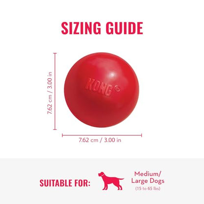 KONG Ball with Hole - Durable Dog Fetch Toy for Training, Interactive Playtime & More - Classic Natural Rubber Ball - Red - for Large/Medium Dogs (Pack of 2) - size: Medium/Large (Pack of 2)