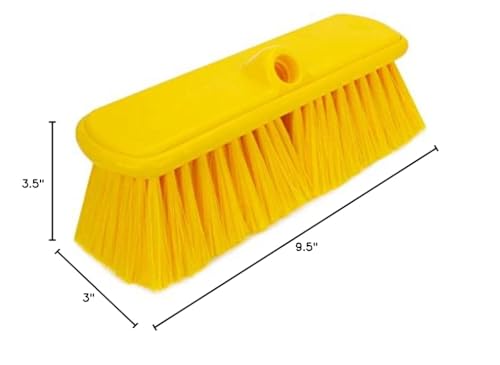 SPARTA Flo-Thru Heavy-Duty Deck Scrub Brush Nylon Bristled, Boat and Floor Scrub Broom with Protective Bumper for Floors and Large Equipment, Plastic, 9.5 Inches, Yellow - color: Yellow