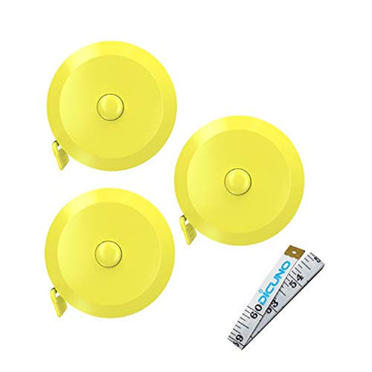 DiCUNO 60-Inch 1.5 Meter Soft and Retractable Tape Body Tailor Sewing Craft Cloth Dieting Measuring Tape (3 Pcs of Yellow with Soft Tape) - color: Yellow*3pcs